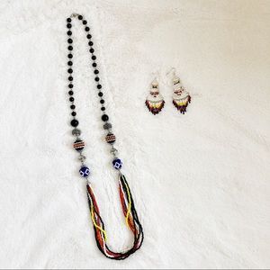Beaded Statement Necklace and Earrings